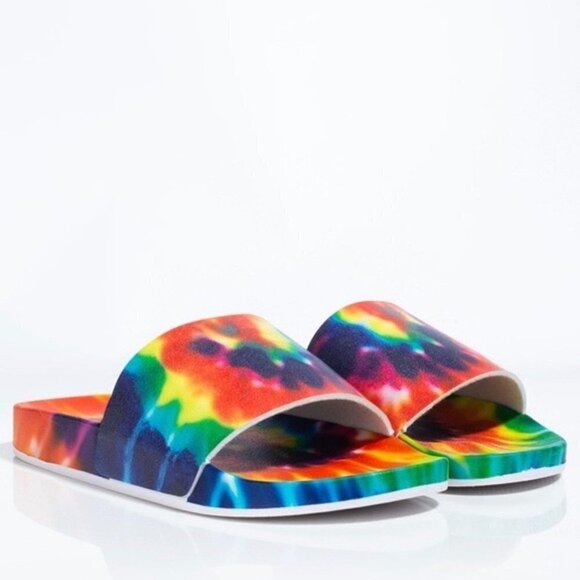 Cape Robbin Slides Find Me At The Pool Tie Dye Sandals Sz 10 New with Box - Picture 5 of 9